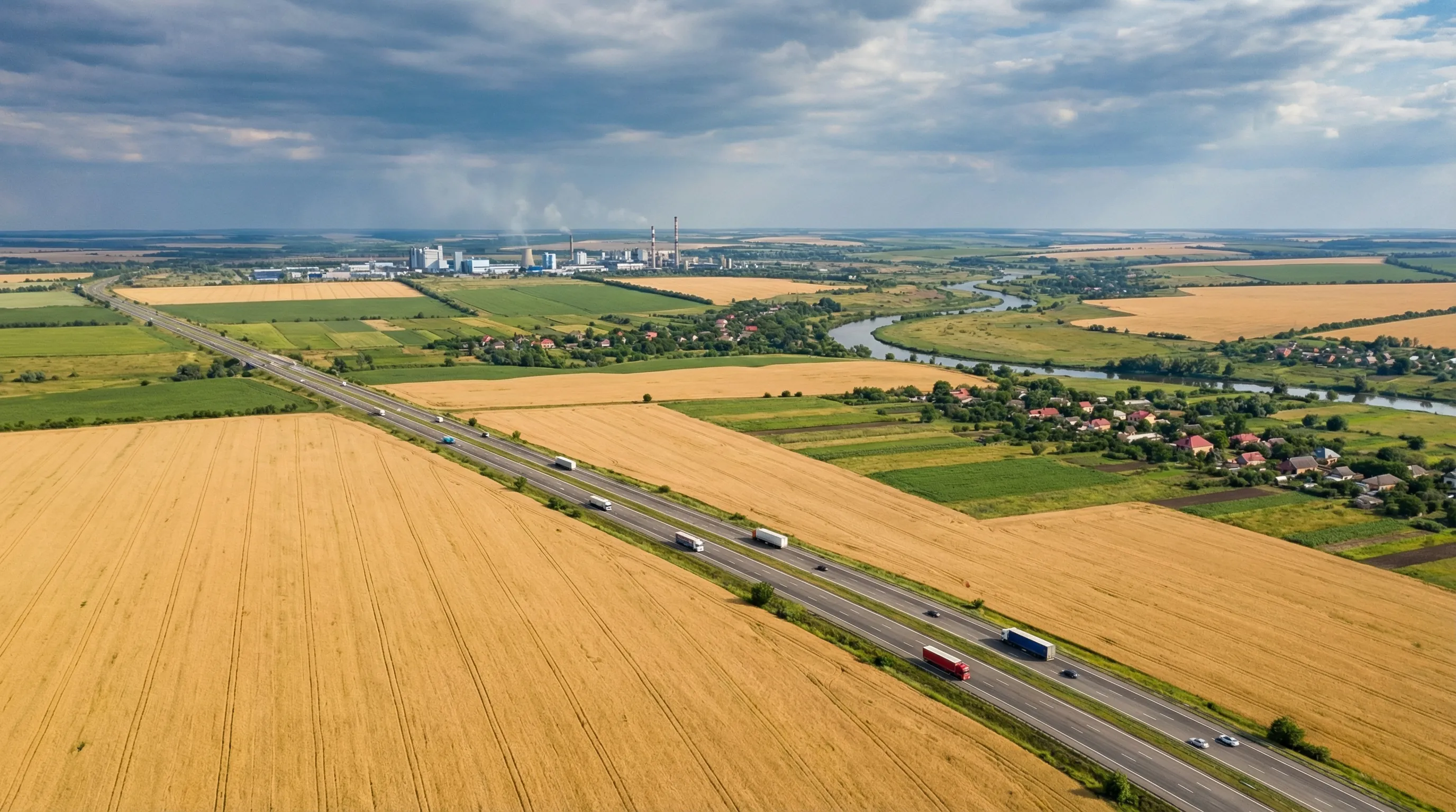 Ukrainian landscape with transport routes